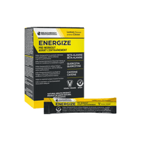 Beachbody Performance Energize pre-workout supplement box and single sachet.