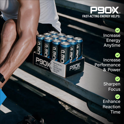 Lifestyle image of P90X Energy Drink with Benefit Callouts