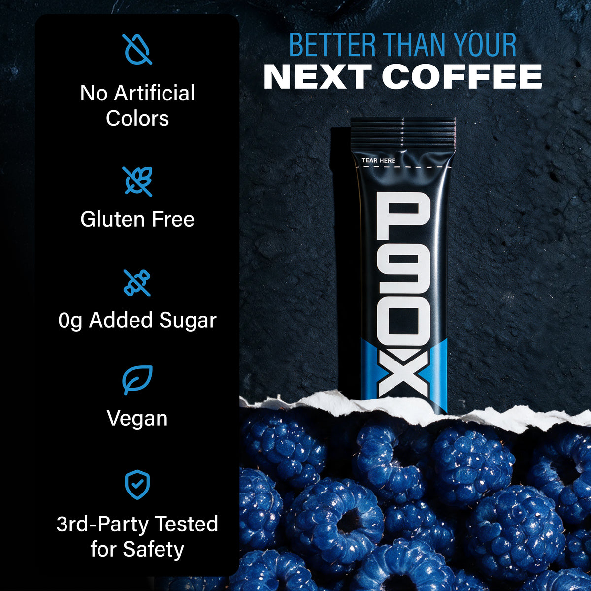 Better than your next coffee. P90X Energy Sticks with validation callouts