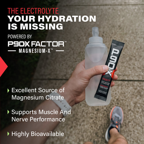 The electrolyte your hydration is missing. P90X Hydration Sticks with clinical callouts