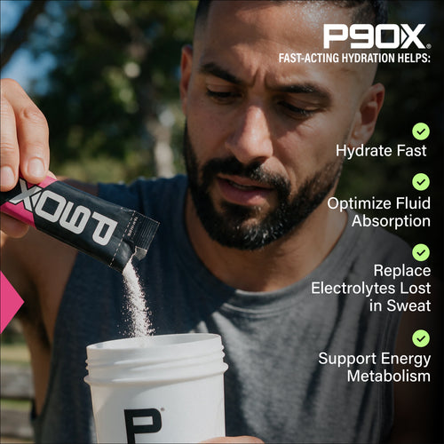 P90X Hydration Sticks with benefit callouts