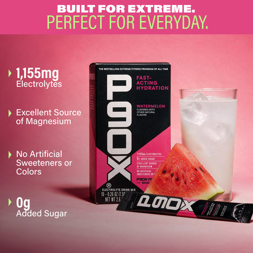 Built for Extreme. Perfect for Everyday. P90X Hydration Sticks with Ingredient callouts