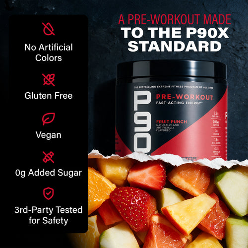 A Pre-Workout made to the P90X Standard. P90X Pre Workout with validation callouts