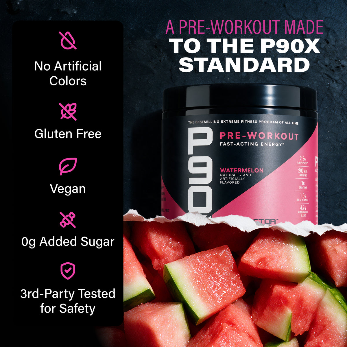 A Pre-Workout made to the P90X Standard. P90X Pre Workout with validation callouts