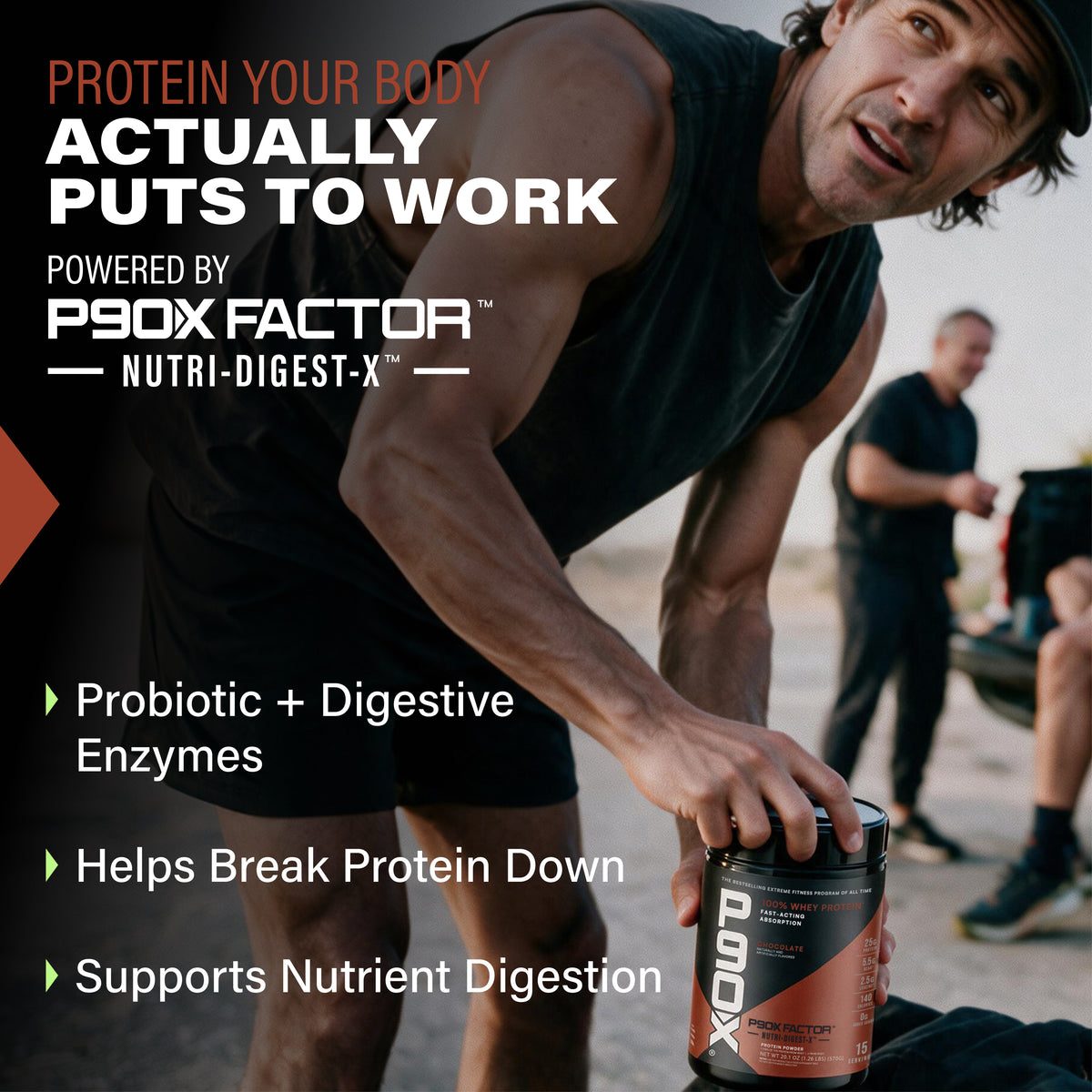Protein Your Body Actually Puts to Work. P90X Whey Protein with clinical callouts
