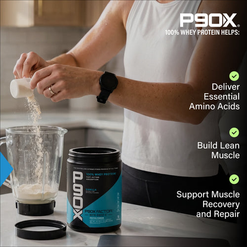 P90X Whey Protein with benefit callouts