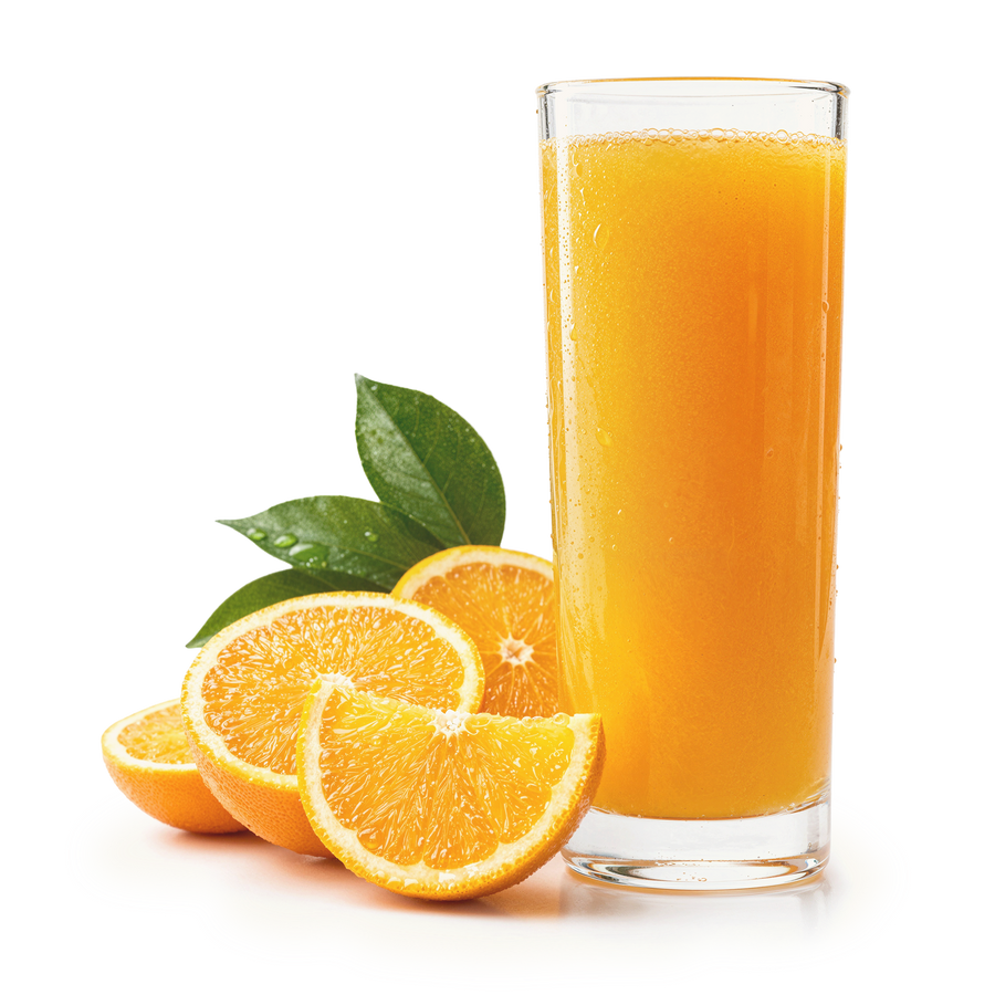 Glass of Recover Post Workout Protein with Orange Slice