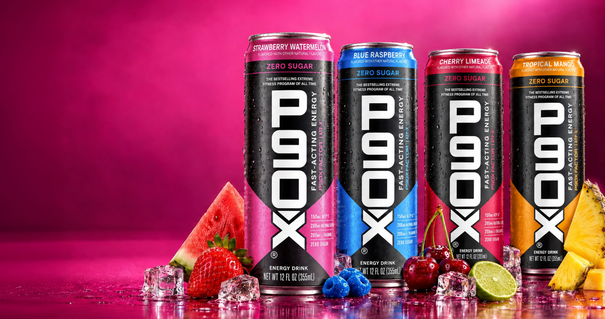 More Than Just Caffeine. BOGO offer. Promo image of P90X Energy Drink Cans