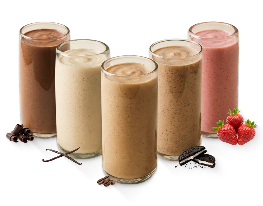 Shakeology shakes in glasses
